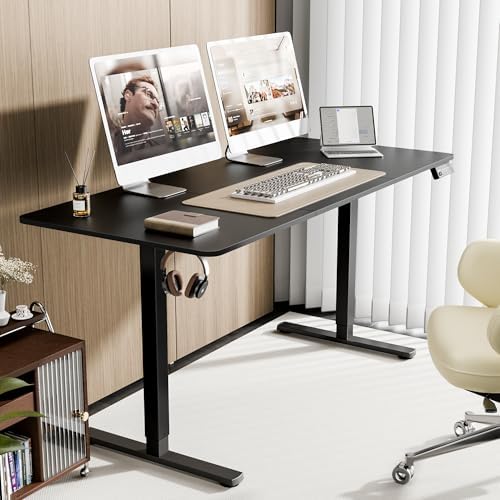 63"x28" Standing Desk, Height Adjustable Sit-Stand Home Office, Black - Image 2