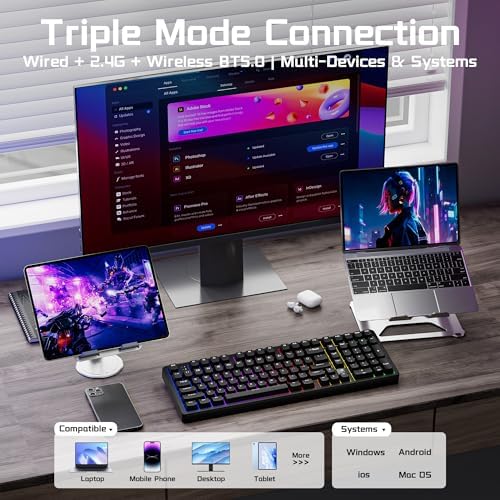 LEOBOG HI98C Pro Wireless Mechanical Gaming Aluminum Keyboard with Num Pad - Image 3