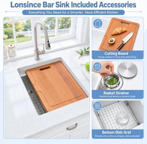 Undermount Bar Sink 16" X 18",Wet Bar Prep Sink with Workstation - Image 4