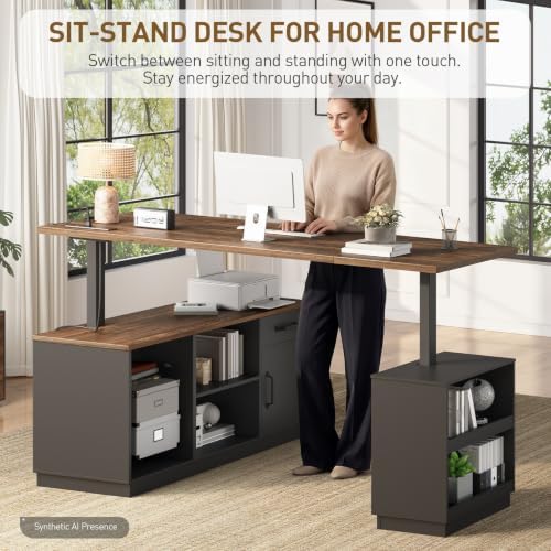 RALGEND 2 Pack L Shaped Standing Desk with Storage Drawer for Home Office - Image 3