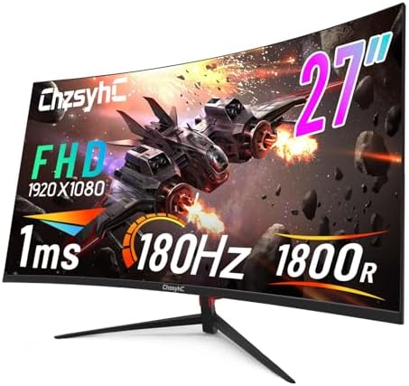 27 Inch Curved 180Hz Gaming Monitor, 1800R Curved Gaming Monitor by Unknown