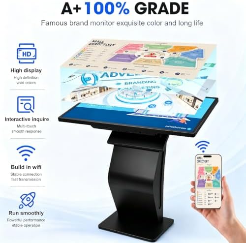32inch Touch Screen Kiosk, Android System, Install APP, Browser, Digital Signage Kiosk, K-Style Stand Digital Signage Display, Interactive Display Mall Navigation/Advertising/Retail Store - Image 6