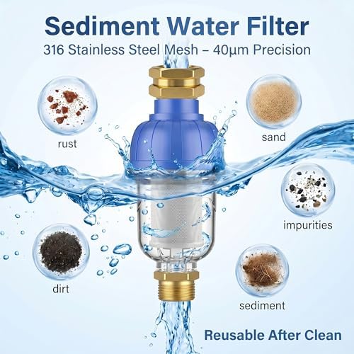 Washing Machine Inline Water Filter 2 Pack, Reusable Brass Sediment Filter - Image 3