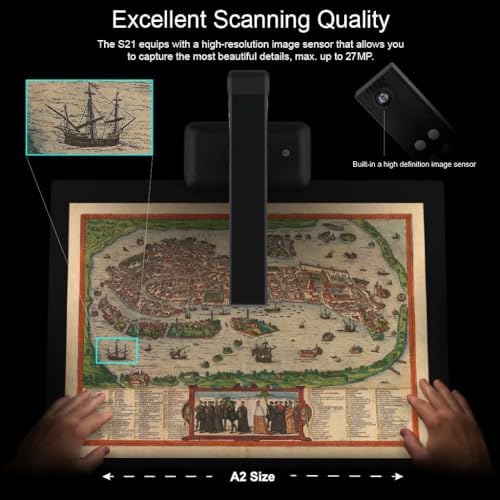 VIISAN Large Format Book & Document Scanner, Capture Size A2/A3, 26MP USB Document Camera with Auto-Flatten, Fingerprint Removal Technologies, Multi-Language OCR, Compatible with Windows & macOS - Image 4