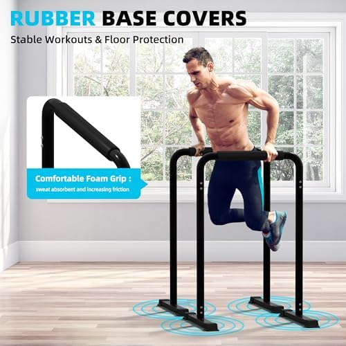 Outdoor Basic 2-in-1 Adjustable Dip Bar Station - Heavy Duty Parallel Bars with Connecting Parts, Extra Tall & Thickened Steel Design for Home Gym, Calisthenics & Strength Training (Dip Bar Pro) - Image 4