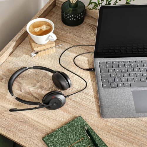 Jabra Evolve2 30 SE (2025 Version) Wired Dual-Ear Headphones with Microphone for Work – Computer Headset - USB-A and USB-C Cable - Microsoft Teams Certified - Goes with All Meeting Platforms – Black - Image 2