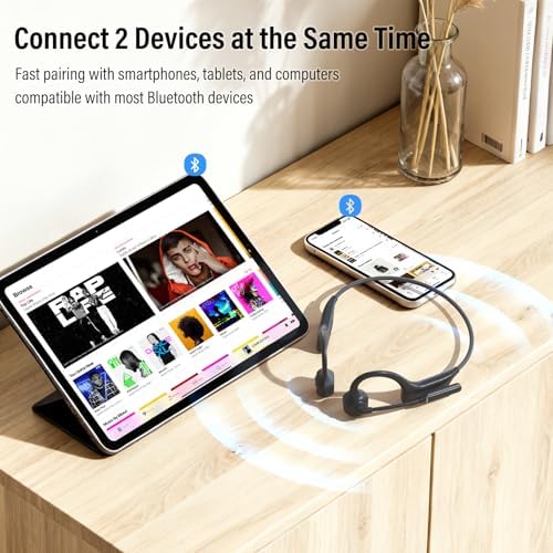 SANOTO Bone Conduction Headphones with Mic, Bluetooth Headset with Microphone Noise Canceling & Mute, Wireless Headset with Sponge Microphone Windscreen, Open Ear Headphones for Work Driving Call - Image 6