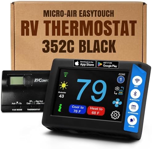 MICRO-AIR EasyTouch Digital RV Thermostat Replacement, 352C Black by MicroAir