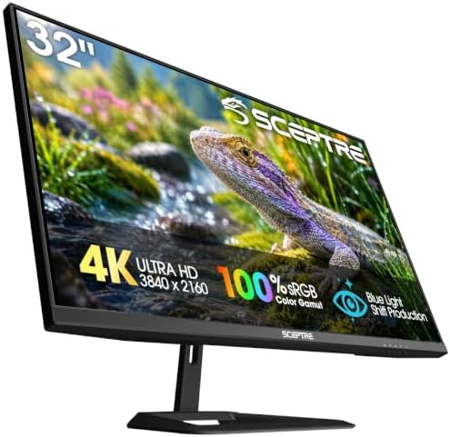 Sceptre 32-inch 4K UHD 3840 x 2160 Monitor 70Hz DisplayPort x2 HDMI x2 100% sRGB Build-in Speakers, Machine Black 2026 (U325W-UPT Series) by SceptreInc