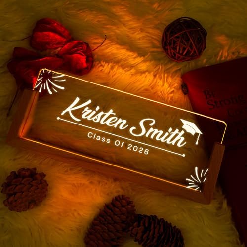 Custom Name Plate for Desk, Personalized Light Up Acrylic Desk Name Plate, Personalized Graduation Gifts 2026 for Him Her, Class of 2026 Graduate Gift, High School College Grad Gift (Design10-Graduation) - Image 3