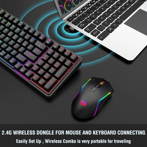 Redragon S162 3-Mode Wilreess Gaming Keyboard & Mouse Combo, 99 Keys K744 RGB GamingKeyboard and 8000 DPI M693 Gaming Mouse Bundle - Image 4