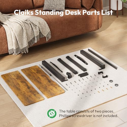 Electric Standing Desk with Lockable Wheels,Adjustable Height Sit Stand Desk for Home Office,Ergonomic Computer Desk Workstation (Brown, 32 * 24) - Image 2
