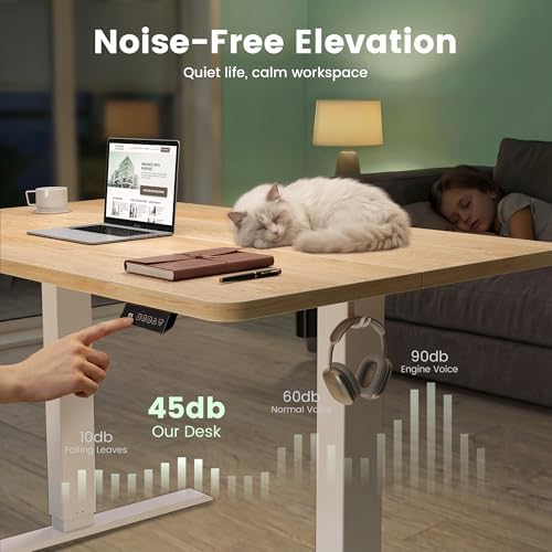 CubiCubi 55 x 24 Electric Standing Desk, Height Adjustable, Maple - Image 7