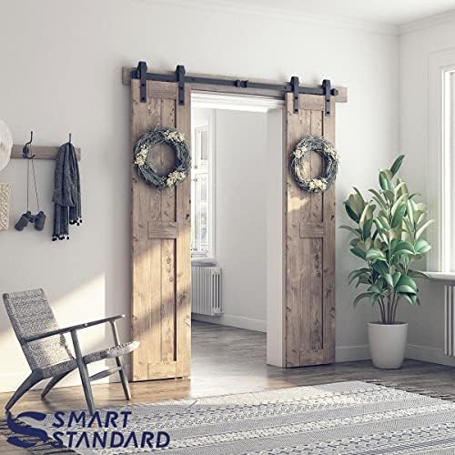 SMARTSTANDARD 6 FT Double Barn Door Hardware Kit, Fit 18" Wide Door Panel - Image 2