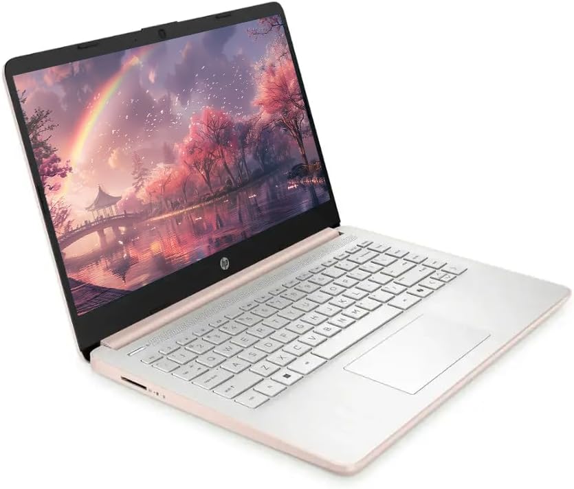 HP 14" Business Laptop Computer with Microsoft Office 365, 4-Core Intel Processor, Windows 11, 128GB Storage, 4GB RAM, SageNova Earphones, Pale Rose Gold - Image 4