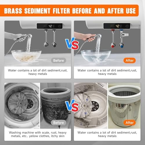 40 Micron Brass Sediment Filter, Reusable Sediment Water Filter for Washing Machine, Shower,Gardens, Well Water Traps Sand Particles, Rust, and Copper Shavings (Chrome) - Image 5