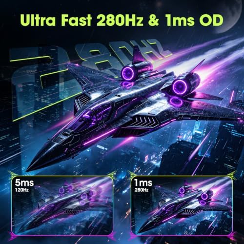 Amzfast 27" 280Hz WQHD Curved Gaming Monitor,Height Adjustable Stand,1ms OD - Image 4