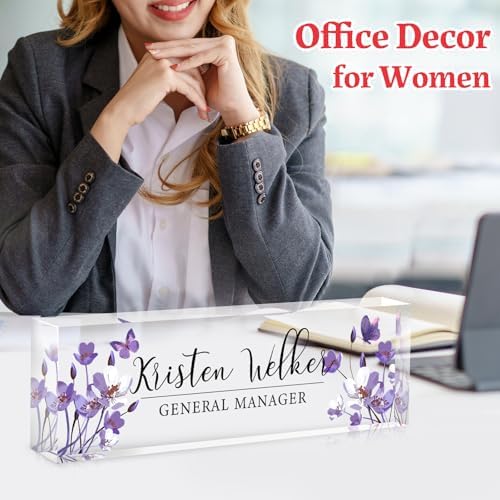 Custom Office Name Plate for Desk - Desk Name Plate Personalized Gifts for Coworkers, Boss, Employees, Teacher, Nurse - Office Desk Decor for Women Men - Employee Appreciation Gifts (Purple Orchid) - Image 3
