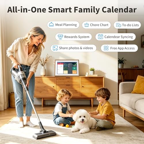 Digital Calendar, 10.1 Inch Electronic Calendar for Family Schedules, Smart Touchscreen Interactive Family Planner with Chore Chart, Meal Planner, Digital Picture Display, Gift for Mom Dad Mother (Wood Grain Color) - Image 2