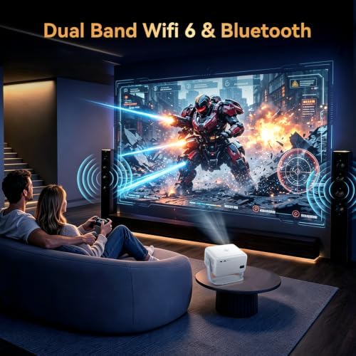 Outdoor Projector with Netflix Built-in, 4K Support Smart Projector 3500 Brightness with WiFi and Bluetooth, Auto Focus & Keystone, 360°Rotatable Stand Portable Movie Projectors for Home Theater - Image 6
