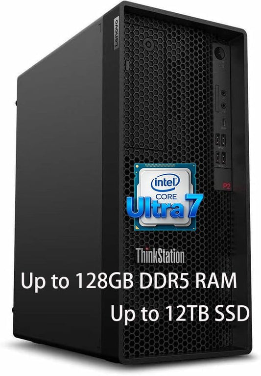 Lenovo ThinkStation P2 Gen 2 Workstation Desktop | Intel Core Ultra 7 265K Processor | Massive 128GB DDR5 RAM | Lightning Fast 5TB Space(4TB SSD+1TB HDD) | Ethernet & Wifi7 & Bluetooth 5| Win 11 Pro by LENOVO