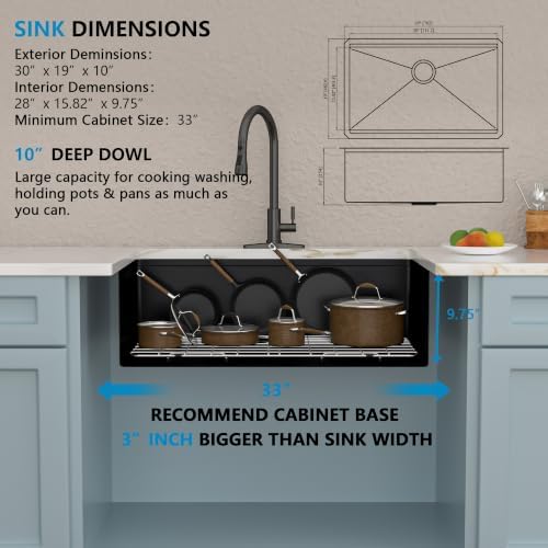 30" x 19" Undermount Matte Black Workstation Kitchen Sink - Image 5