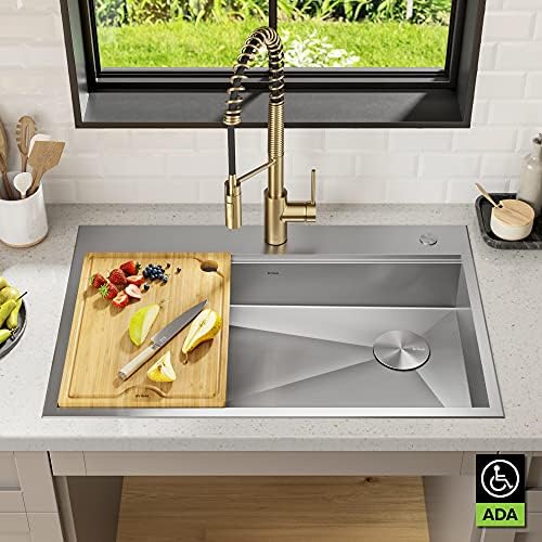 Kraus KWT310-33/5.5 Kore ADA Workstation 33-inch Drop-In Topmount 16 Gauge Stainless Steel Single Bowl Kitchen Sink with Accessories, 33 Inch - Image 2