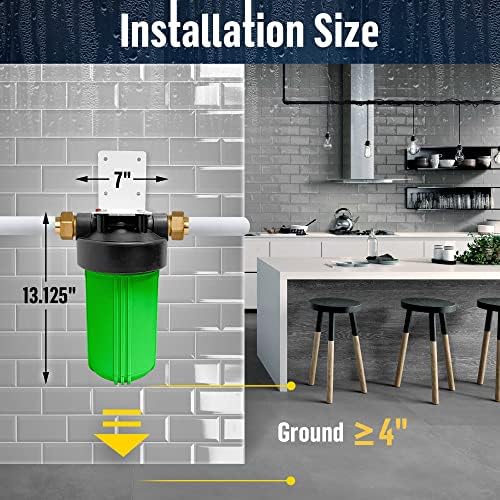 High Capacity 10 x 4.5” Whole House Filter Purifier System for Well or City Water, Presser Relief Button, 1” NPT Brass Port, Double O-Ring, Meets NSF Standards & Regulations (Green, 4 Sets) - Image 6