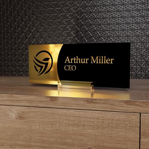 EGD Acrylic Desk Name Plate Personalized with Logo I Custom Office Desk Accessories I Custom Name Plate with Color Options I Cute Office Decor (10 x 3.5 Inch) (2. Acrylic with Logo) - Image 7