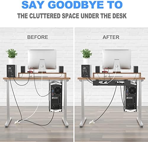 2PACKS Cable Management Under Desk Tray Adjustable Large Under Table Cord Wire Organizer for Standing Desk - Image 7