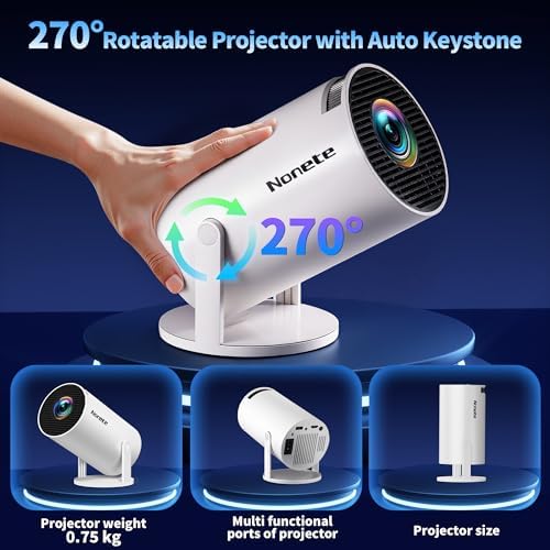 [Built-in Apps & 2026 Upgraded] Mini Projector with WiFi 6 and Bluetooth 5.2 Support 4K 1080P Auto Keystone 270° Rotatable Projector Portable Compatibile with HDMI/TV Stick/Memory Stick/Laptop, Black - Image 4