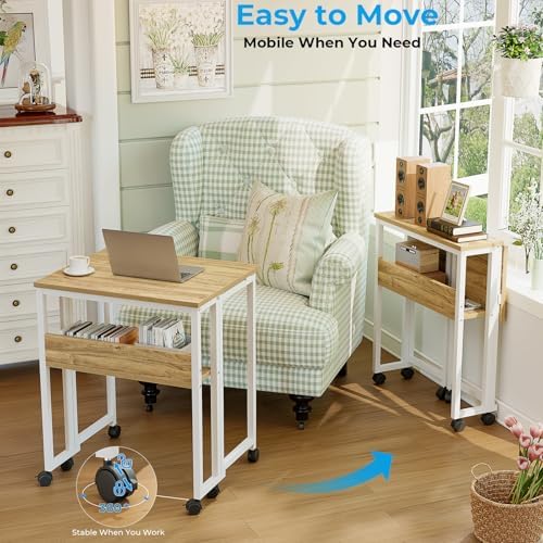 GreenForest Folding Desk with Wheels, 31.5" Rolling Table for Small Spaces - Image 4