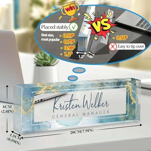 Custom Office Name Plate for Desk - Desk Name Plate Personalized Gifts for Coworkers, Boss, Employees, Teacher, Nurse - Office Desk Decor for Women Men - Employee Appreciation Gifts (Green Marble) - Image 2