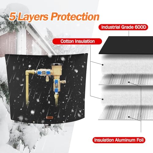 TOHONFOO Backflow Preventer Cover, Pipe Freeze Insulation, 24"Wx18"H, Black - Image 5