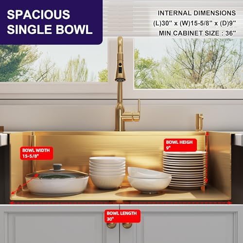 33 Inch Gold Drop In Single Bowl Workstation Handmade Kitchen Sink - Image 5