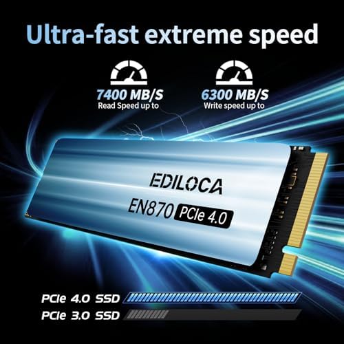 Ediloca 2TB SSD NVMe M.2 2280 PCIe Gen4 x4 Internal Solid State Drive, 2TB NVME SSD Read Speed up to 7400MB/s, Dynamic SLC Cache, Compatible with PS5, Gaming PC, and Laptop(EN870) - Image 2