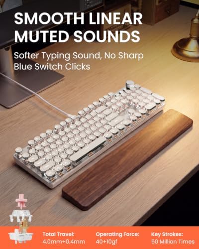 Wired Typewriter Mechanical Keyboard, Retro Punk Keyboard with Media Knob - Image 2