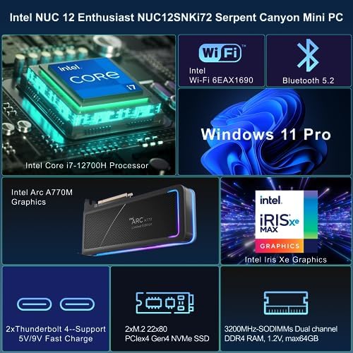Intel NUC 12 Enthusiast Gaming Mini PC for NUC12SNKi72 Serpent Canyon - Image 2