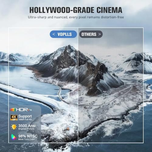 【Officially-Licensed APP & 3500 ANSI】4K Mini Outdoor Projector with WiFi and Bluetooth, VOPLLS Smart Portable Movie Wireless TV Projector for Home/Gaming/Bedroom - Image 3