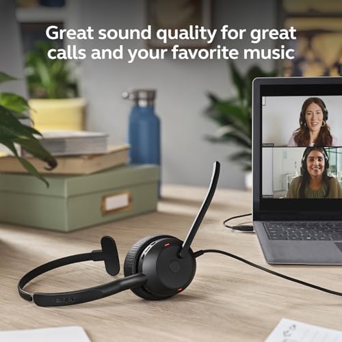 Jabra Evolve2 50 Wired Single-Ear Headset - Noise Cancelling Headphones, Bluetooth Headset for Work with Noise Cancelling Microphones, Works with Online Meeting Platforms Like Zoom & Google, Black - Image 6