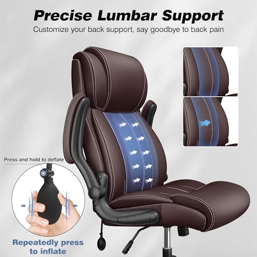 BESTFAIR Ergonomic High Back Office Chair, Adjustable Lumbar, Coffee 2 Pack - Image 5