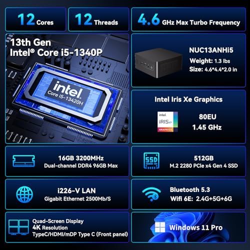 Intel NUC 13 Pro for ASUS NUC 13 Pro mini pc, Core 1340P 16GB RAM 512GB SSD - Image 3