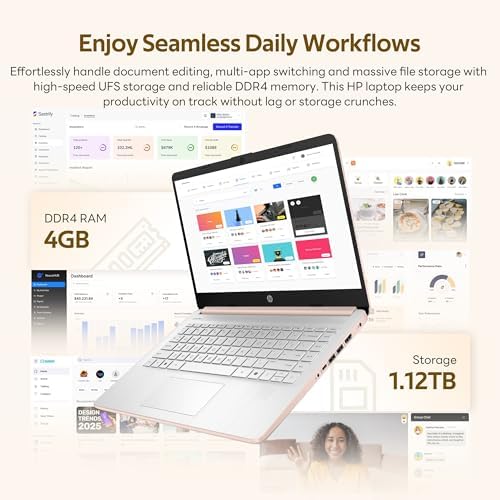 HP Stream 14" HD Student&Business Laptop with AI Copilot, Intel Processor N150, 4GB RAM, 1.12TB Storage (128GB UFS + 1TB Docking Station), 1 Year Office 365, Intel Graphics, Win 11, Pale Rose Gold - Image 3