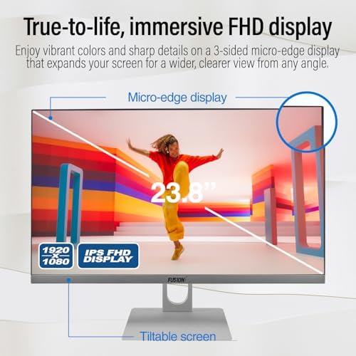 23.8" Full HD All in One PC Desktop Computer - 16GB RAM, 512GB SSD, Windows 11, Intel 15th Gen Quad-Core CPU, HDMI, USB 3.0 - AIO PC with Wireless Keyboard, Mouse, 3MP Web Camera - Image 3