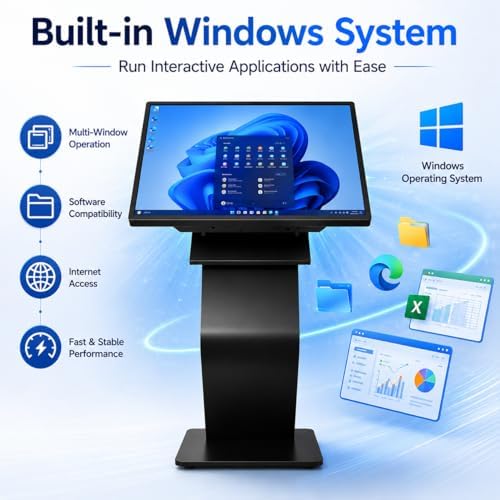 32 inch Touch Screen Kiosk, Windows11 System(8+128g), K-Style Stand Inquiry Machine, Human–Machine Interaction Smoothly for Mall Navigation/Self-Ordering/Advertising/Retail Store - Image 3