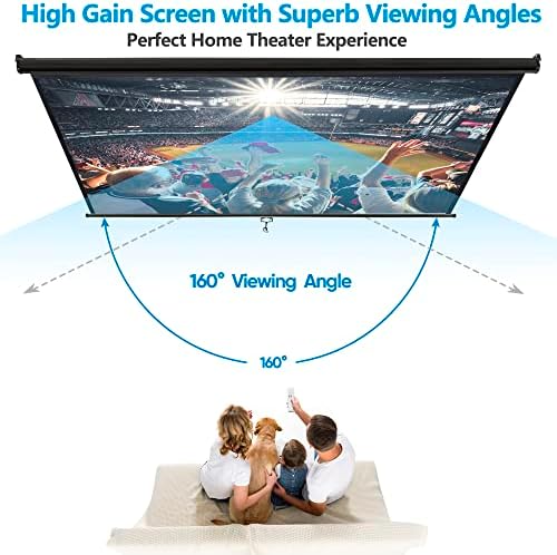 SUPER DEAL 100'' 16:9 HD Projection Screen Foldable Anti-Crease Portable Projector Movie Screen Manual Pull Down for Home Theater Presentation Education Outdoor Indoor Public Display, Black - Image 3