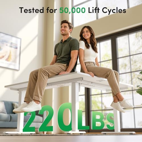 FEZIBO 63" x 55" L-Shaped Standing Desk - Adjustable Corner Desk L Shape, L-Shaped Adjustable Desk with Splice Board, L Shape Standing Desk, White - Image 7