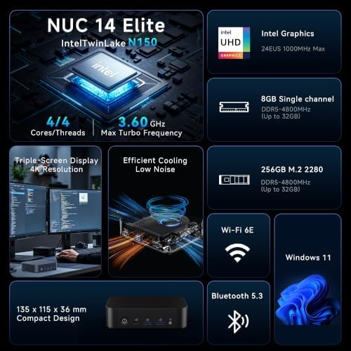 ASUS NUC 14 Essential, Intel NUC 14 N150 Mini PC, 8GB DDR5 RAM, 256GB SSD - Image 2
