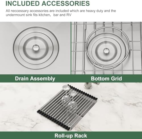 27 Inch Undermount Stainless Steel Kitchen Sink - Image 6