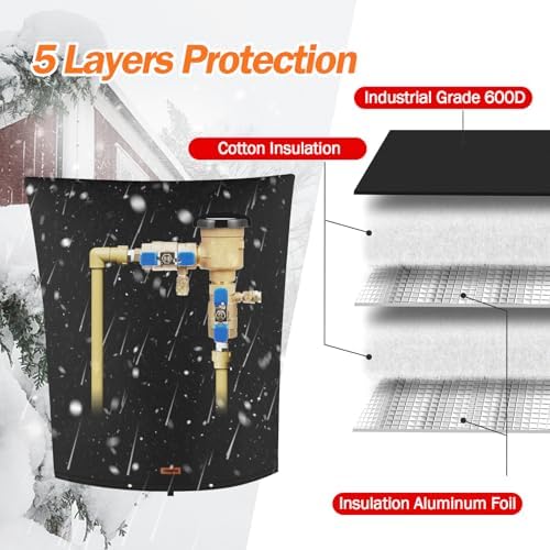 TOHONFOO Backflow Preventer Cover, Pipe Freeze Insulation, 18"Wx24"H, Black - Image 5